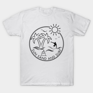 Sun Sand and Surf Graphic Design White T-shirt T-Shirt